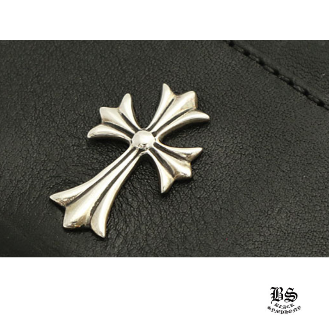 クロムハーツ CHROME HEARTS ウォレット カードケース ダブルサイドブラック ヘビーレザーw スクロールラベル タイニーCHクロス クロム ハーツ カードケース 名刺入れ