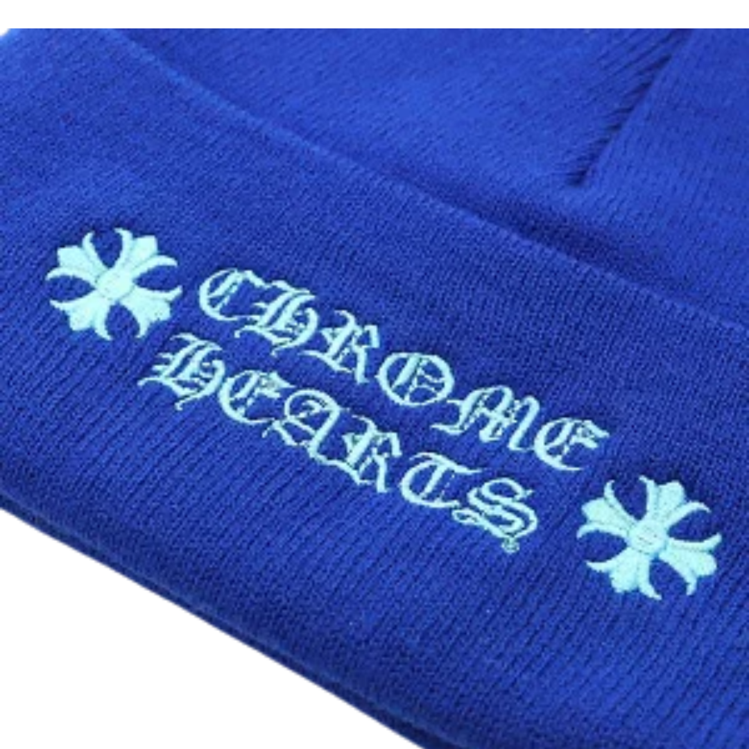 クロムハーツ CHROME HEARTS WOOL WATCH CAP ビーニー CHプラス ロゴ刺繡 ニット帽 メンズ 青 