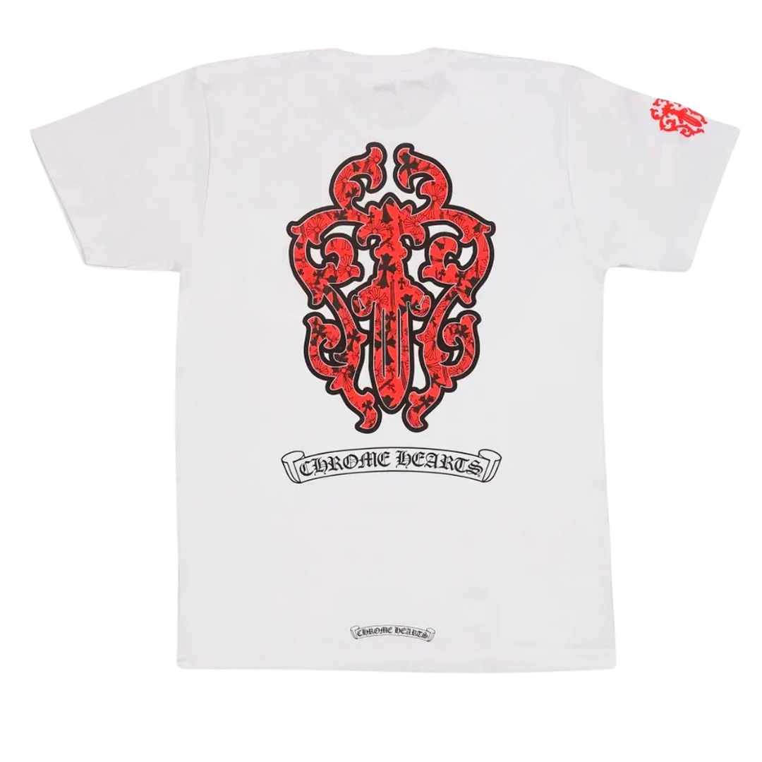 Chrome Hearts White & Red Dagger Pocket Tee
