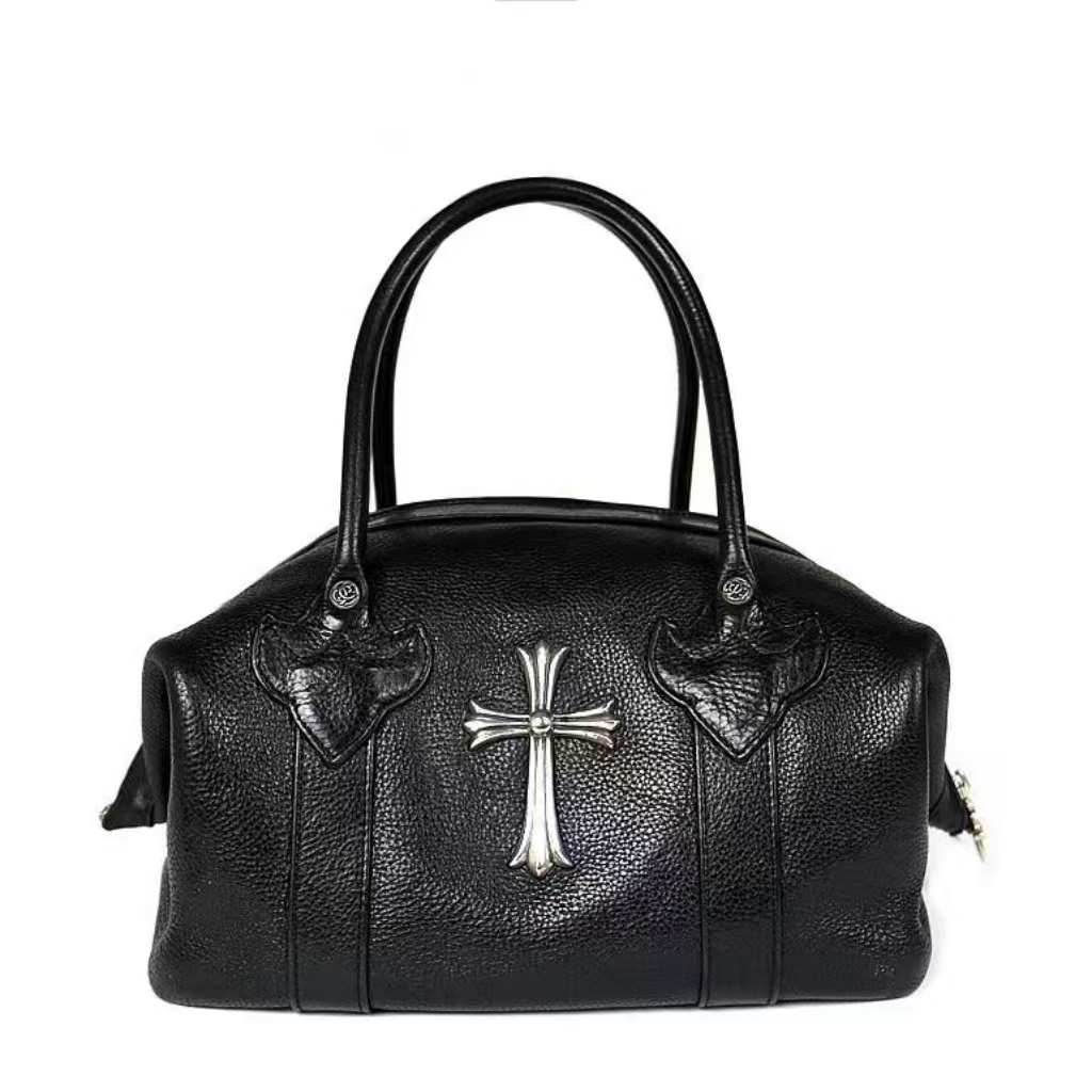 CHROME HEARTS  クロムハーツ  ラージクロス ハンドバッグ レザー シルバー  黒  