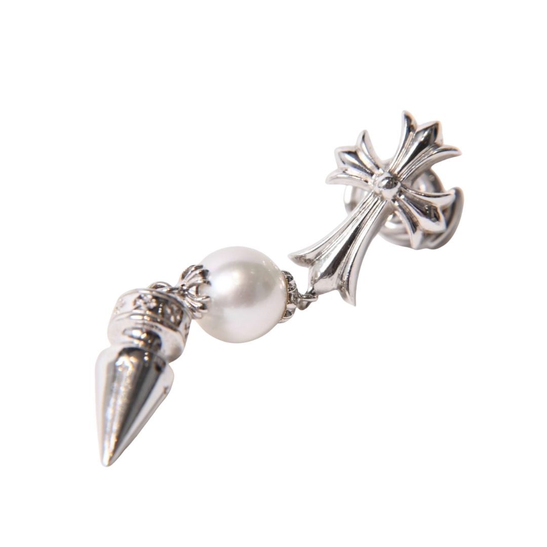 CHROME HEARTS クロム・ハーツ ×MIKIMOTO BABY FAT CRS EARRING WHITE ピアス（ペア）