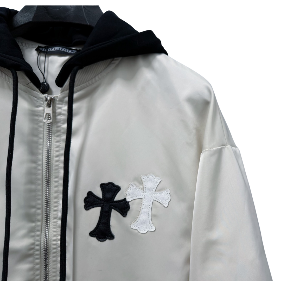 Chrome Hearts クロムハーツ  新作 ジップ フーデッド ジャケット ブラック/オフホワイト