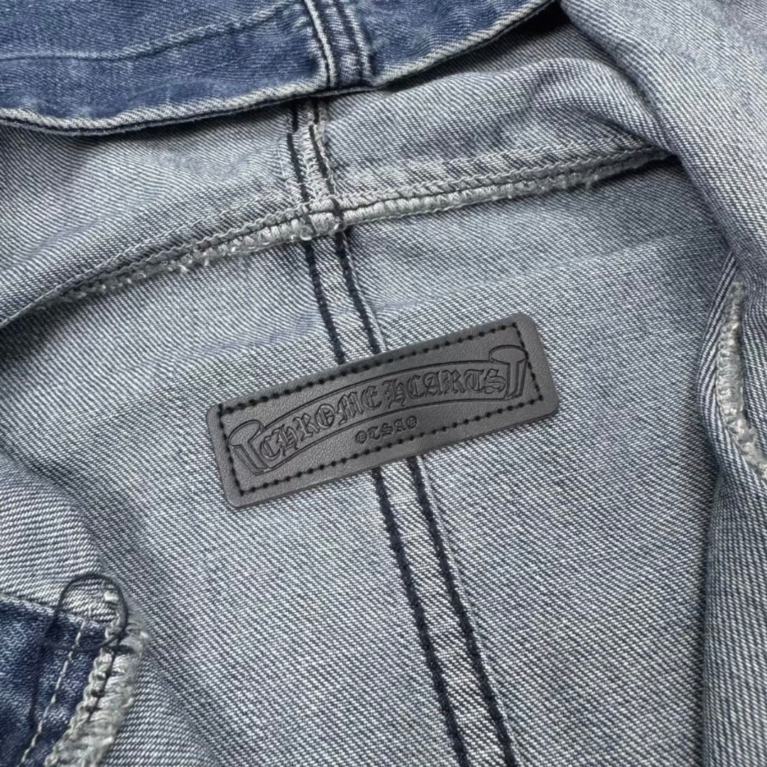Chrome Hearts クロムハーツ レザー セメタリー トリプルクロス デニム ハーフジップ ジャケット
