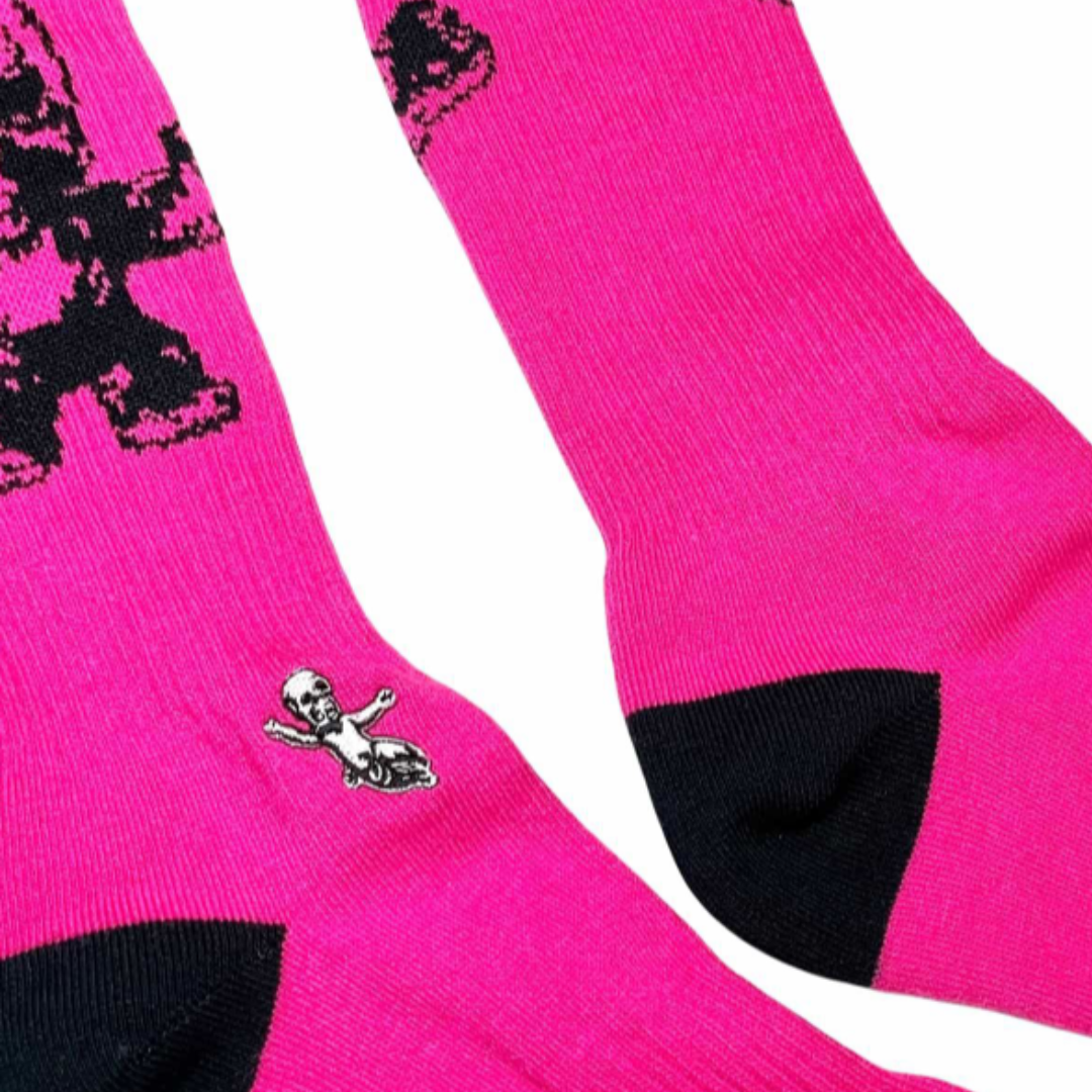【Chrome Hearts x Matty Boy】クロムハーツ マティボーイ スカル クルーソックス 3色セット レッド/ピンク/ホワイト 