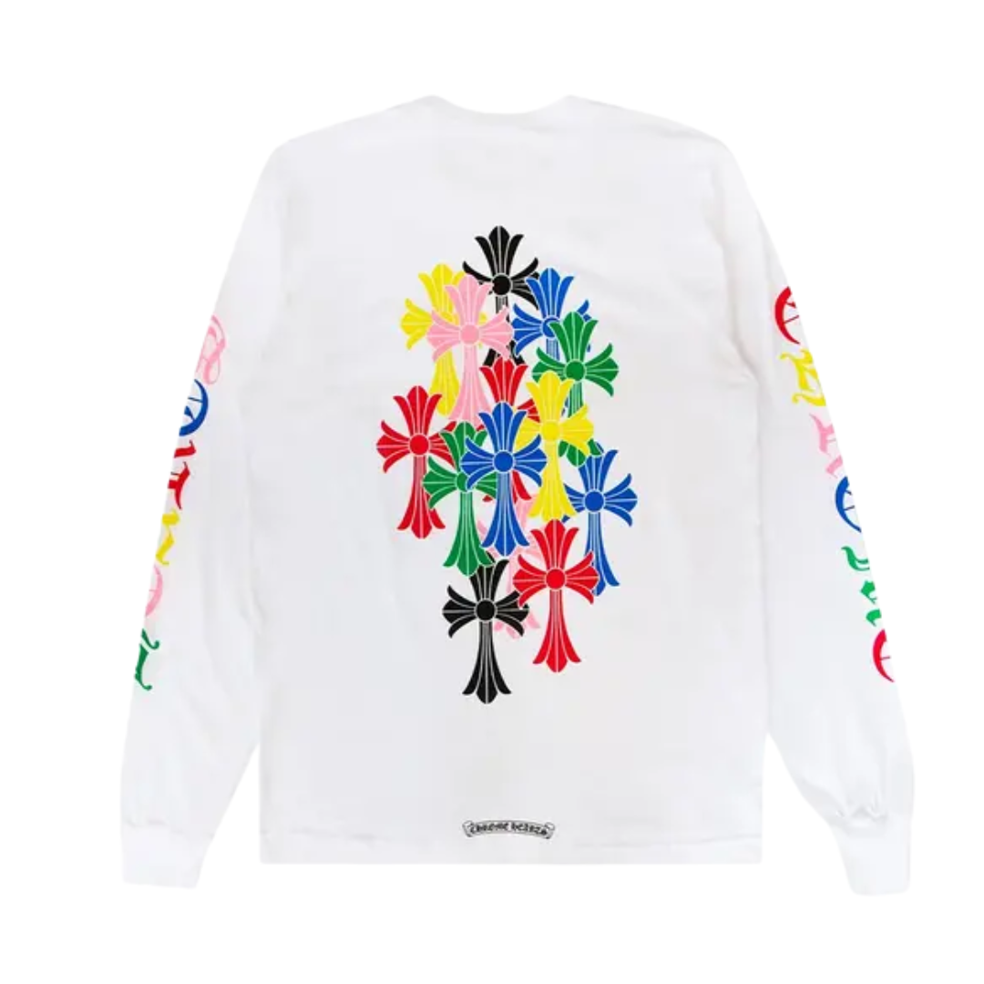 【CHROME HEARTS】マルチカラー クロス ロングスリーブ ホワイト 