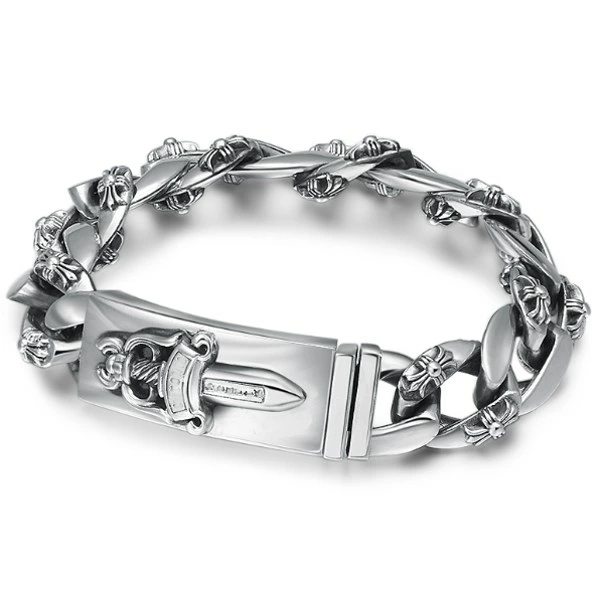 ブレスレット メンズ ダガー シルバー シルバーブレスレット 太め ステンレスブレスレット アレルギーに優しい ブレス かっこいい おしゃれ