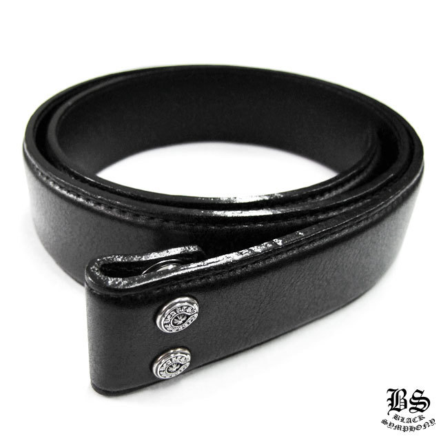 クロムハーツ クラシックオーバルクロスバックル＆プレーンブラックレザー1.5ホースシューリベット ベルトセット
