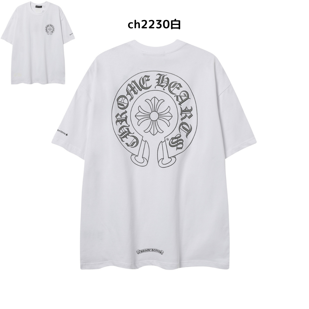 【2025新登場】クロムハーツChrome Hearts プリント刺繍Tシャツ特集 夏服 人気 男女兼用　綿100%  ch2230
