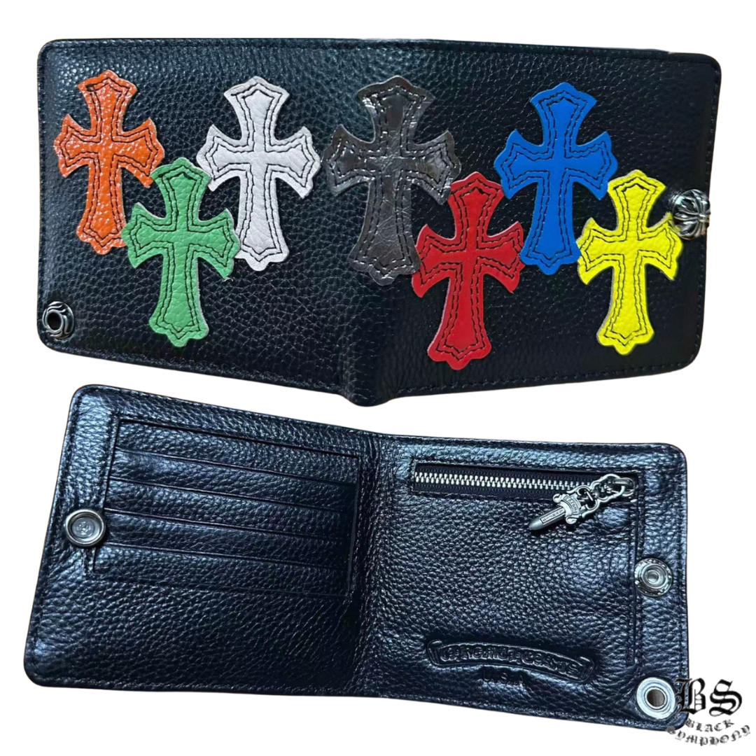 CHROME HEARTS クロムハーツ 1ジップクロスボタンレザーウォレット
