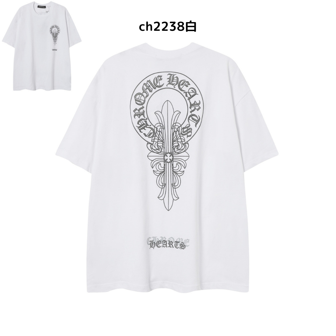 【2025新登場】クロムハーツChrome Hearts プリント刺繍Tシャツ特集 夏服 人気 男女兼用　綿100%  ch2230