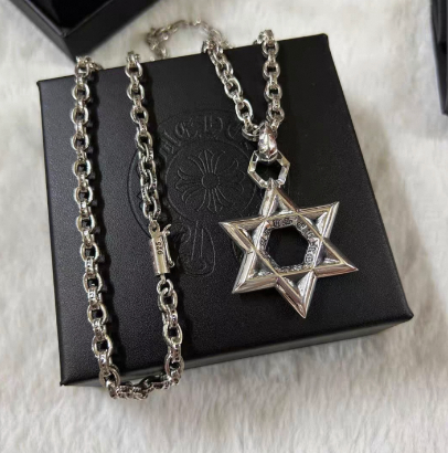 Chrome Hearts クロムハーツ風 レターチェーン＆ヘキサグラムペンダント ネックレスセット