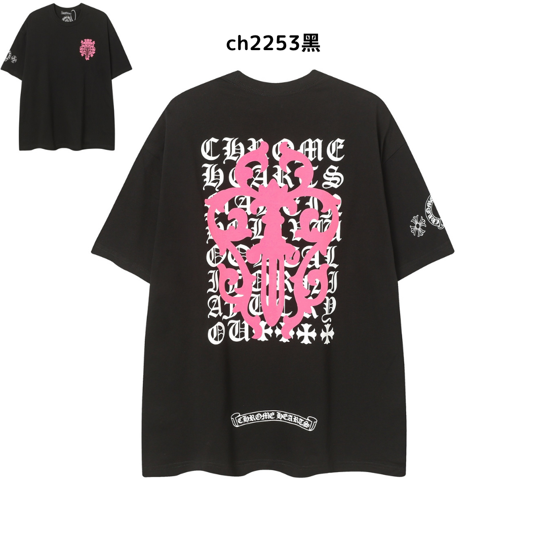 【2025新登場】クロムハーツChrome Hearts プリント刺繍Tシャツ特集 夏服 人気 男女兼用　綿100%  ch2230