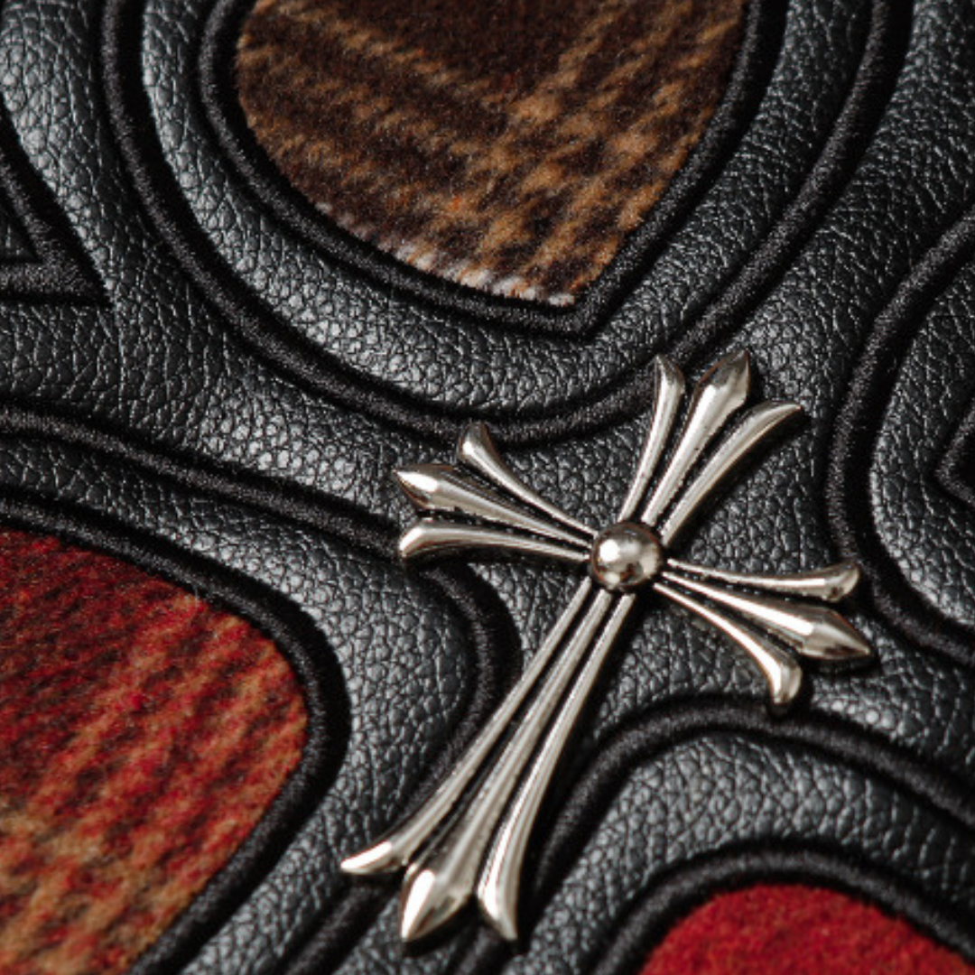 ChromeHearts クロムハーツ 初秋 新作 クロス レザーパッチ 刺繍 チェック 長袖 シャツ ジャケット メンズ レディース
