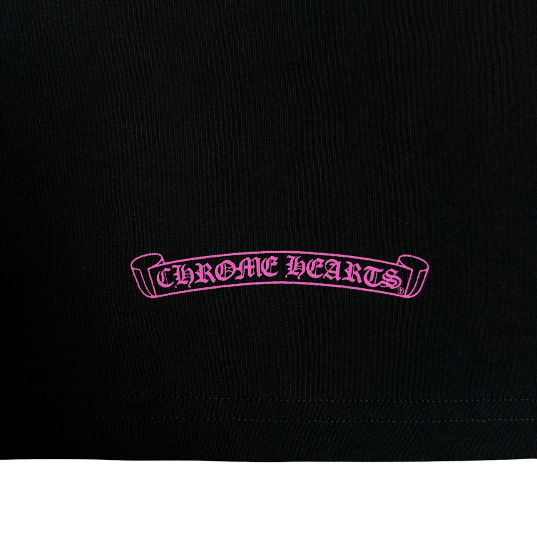 Chrome Hearts クロムハーツ ネックロゴ ポケット 長袖Tシャツ「フクシアピンク」