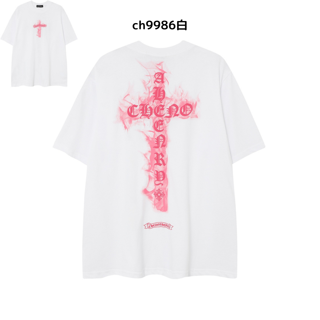 【2025新登場】クロムハーツChrome Hearts プリント刺繍Tシャツ特集 夏服 人気 男女兼用　綿100%  ch2230