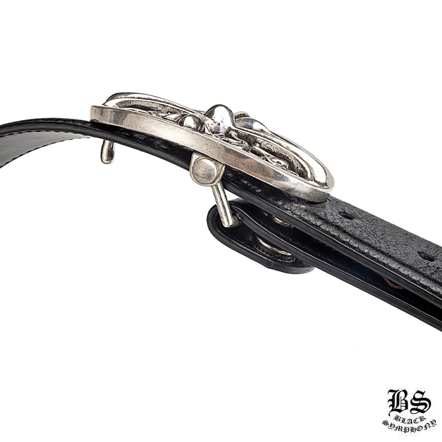 クロムハーツ クラシックオーバルクロスバックル＆プレーンブラックレザー1.5ホースシューリベット ベルトセット