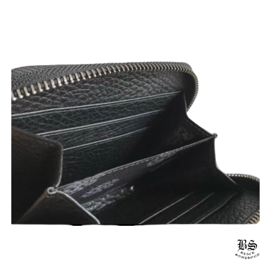 Chrome Hearts クロムハーツ 3サイドジップウォレット レザー ブラック メンズ クロス SV CHプラス ピラミッドスタッズ 黒