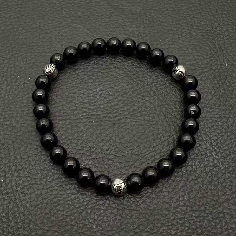 Chrome Hearts -クロムハーツ ブレスレット 男女兼用 十字架 黒曜石 ターコイズ 6mm