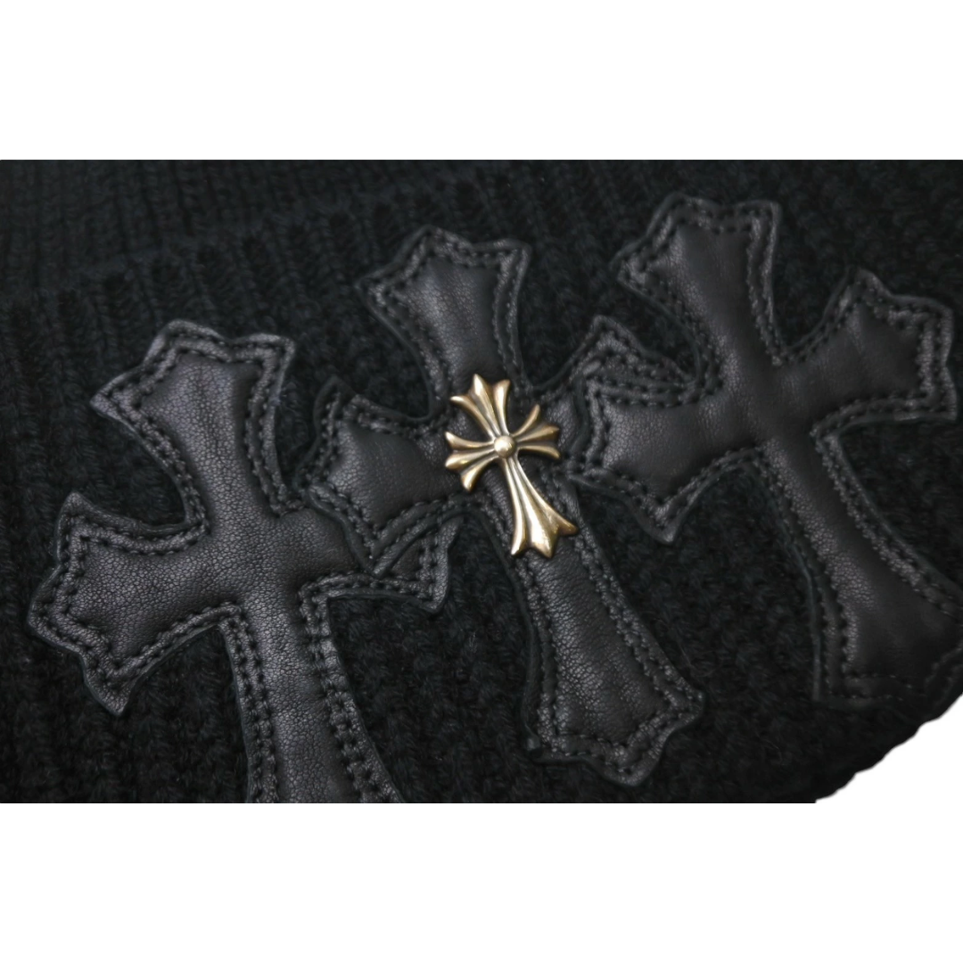 CHROME HEARTS クロムハーツ ニットキャップ ニット帽 クロスパッチ セメタリー クロスパッチ シルバー 