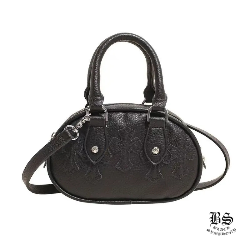 CHROME HEARTS+ セメタリー クロス レザー MINI BAG BLK
