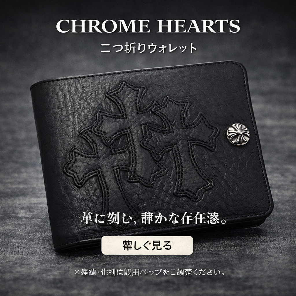 クロムハーツ 1スナップ クロスボタン ウォレット 3セメタリークロスパッチ