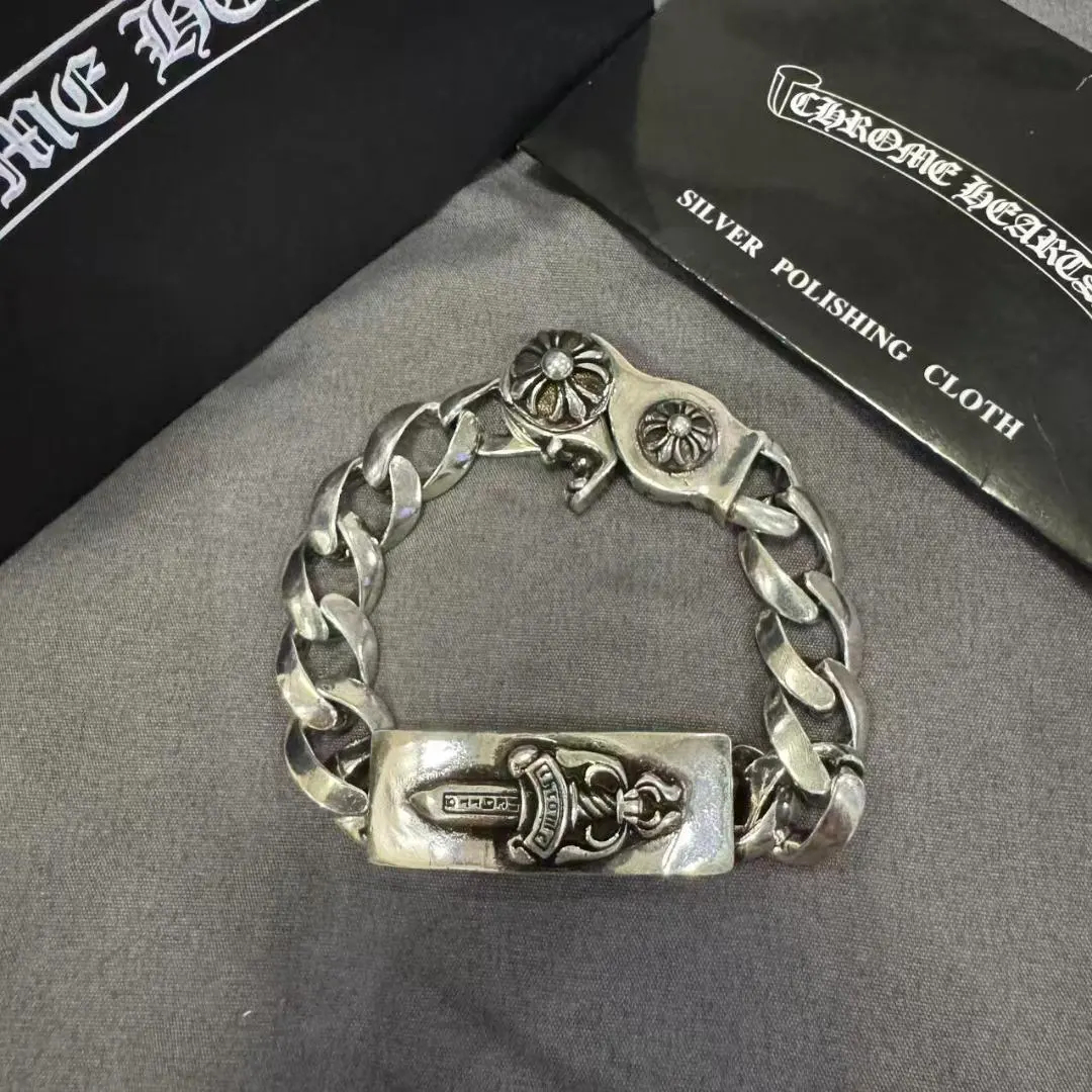 s*d様 CHROME HEARTS　シルバーブレスレット 925刻印 38グラ CHROME HEARTS クロムハーツ ベビーIDフローラルクロスブレスレット