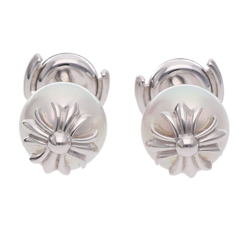 Chrome Hearts パール/ホワイトゴールドピアス