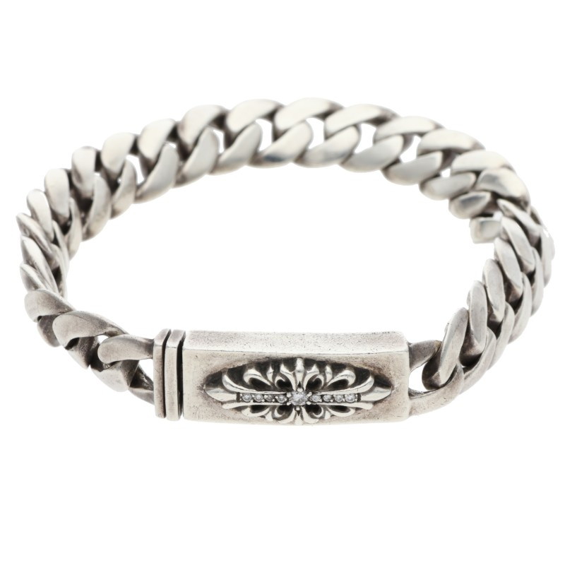 Chrome Hearts PAVEダイヤ/シルバーブレスレット ID BBY FLRL P/D/ベイビーIDフローラルクロス