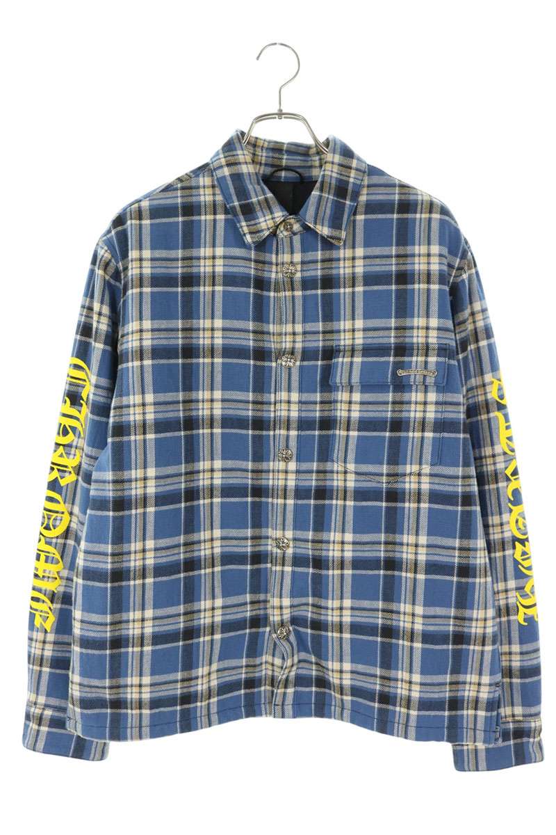 Chrome Hearts 袖ロゴプリントクロスボールボタンチェックシャツブルゾン WORKN JNKYD PLD