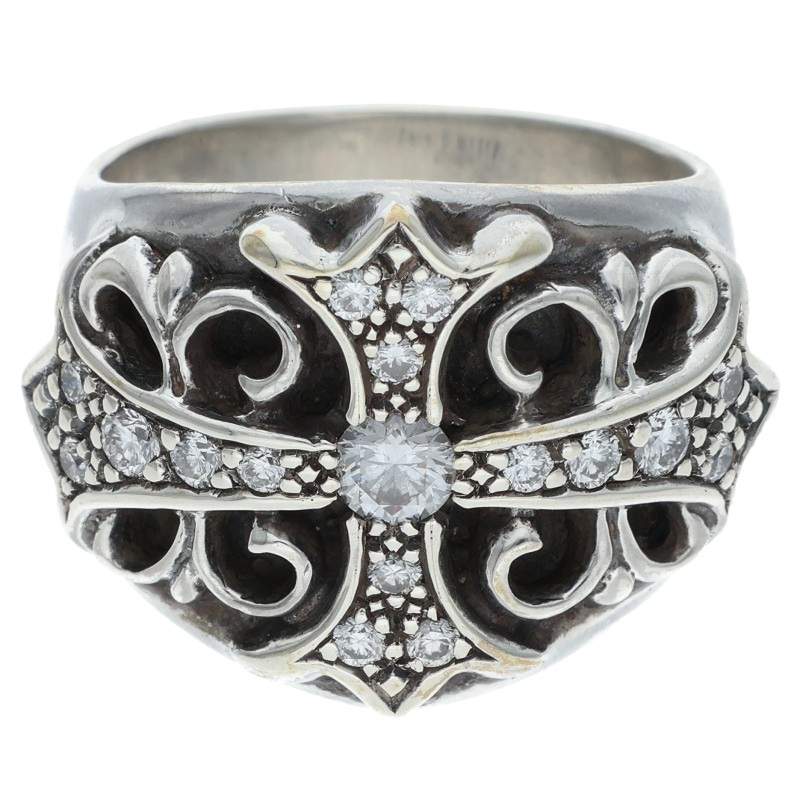 Chrome Hearts PAVEダイヤ/シルバーリングリング KEEPER P/DMND/キーパー