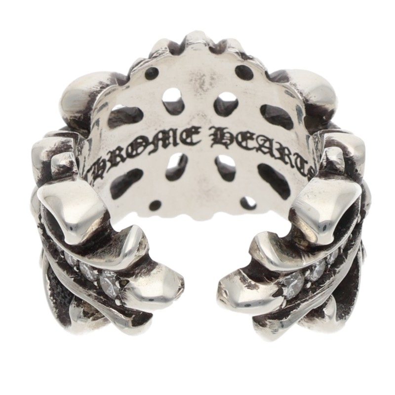 Chrome Hearts PAVEダイヤ/シルバーリング DBL FLRL CRS/P/D/ダブルフローラルクロス