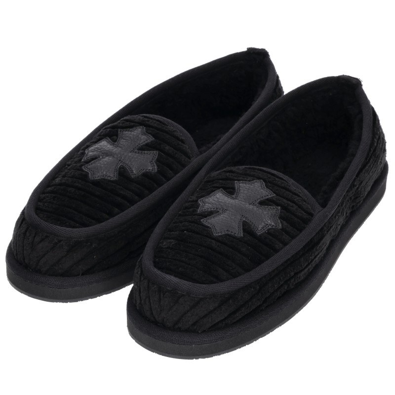 Chrome Hearts CHプラスレザーパッチムートンスリッポン SLIPPER