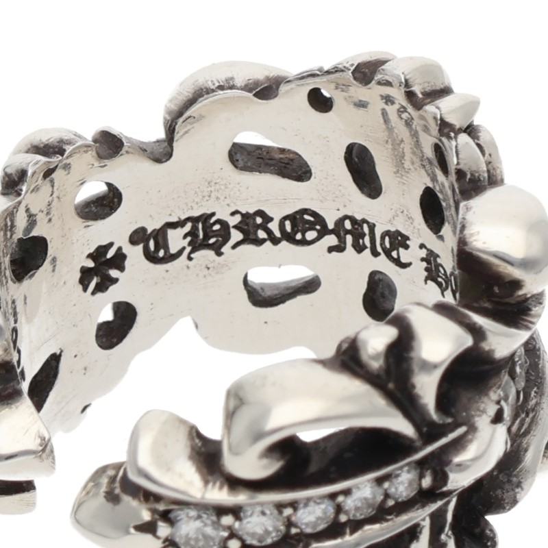 Chrome Hearts PAVEダイヤ/シルバーリング DBL FLRL CRS/P/D/ダブルフローラルクロス