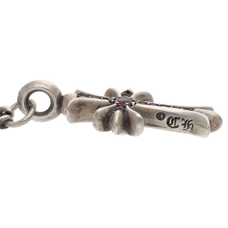 Chrome Hearts PAVEルビー/シルバーネックレス TNY E16 CRS F P RUBY/タイニーEファットクロス