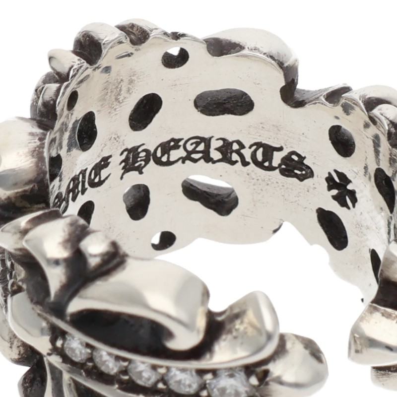 Chrome Hearts PAVEダイヤ/シルバーリング DBL FLRL CRS/P/D/ダブルフローラルクロス