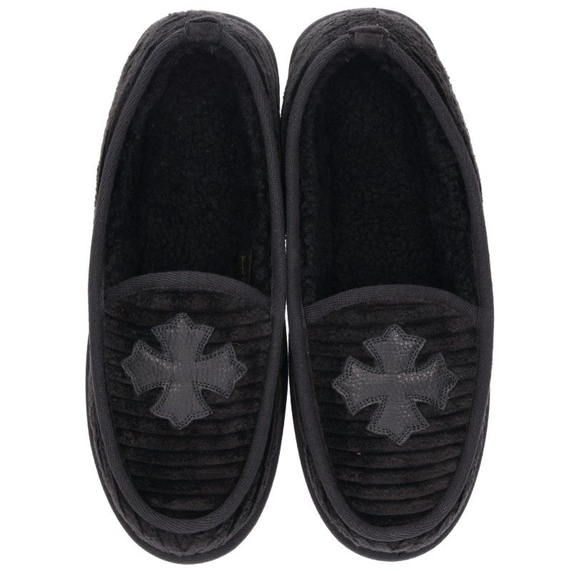 Chrome Hearts CHプラスレザーパッチムートンスリッポン SLIPPER