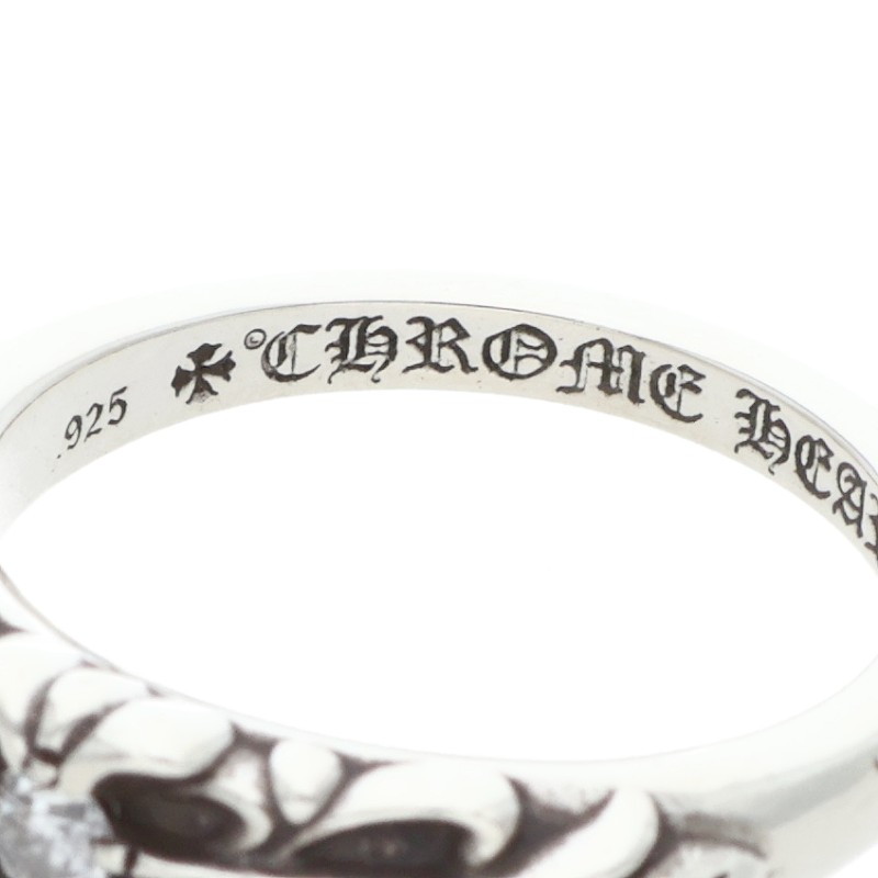 Chrome Hearts PAVEダイヤ/シルバーリング BABY CLSC P/D/ベイビークラシックフローラルクロス
