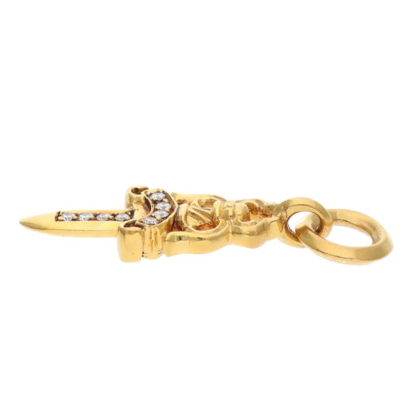 Chrome Hearts PAVEダイヤ/ゴールドネックレストップ 22K #5DAGGER P/DMND/#5ダガーチャーム