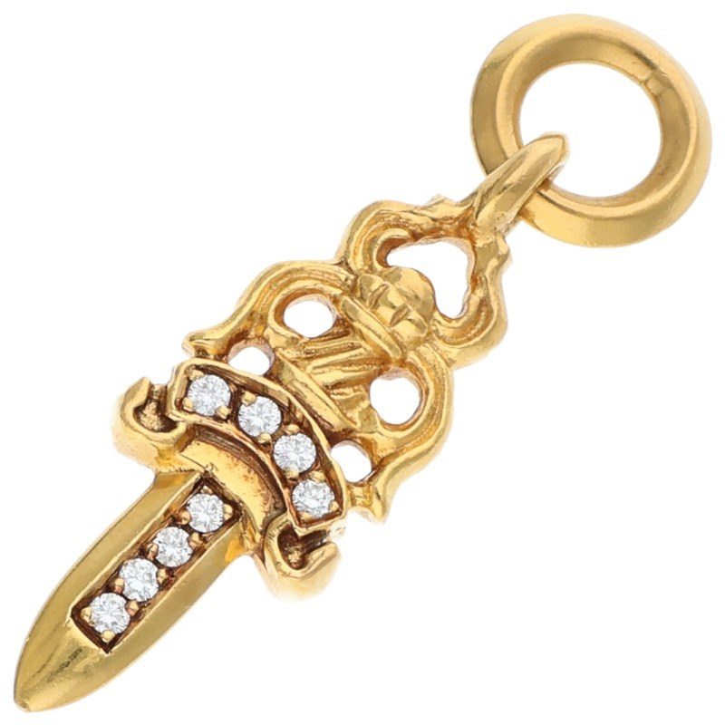 Chrome Hearts PAVEダイヤ/ゴールドネックレストップ 22K #5DAGGER P/DMND/#5ダガーチャーム