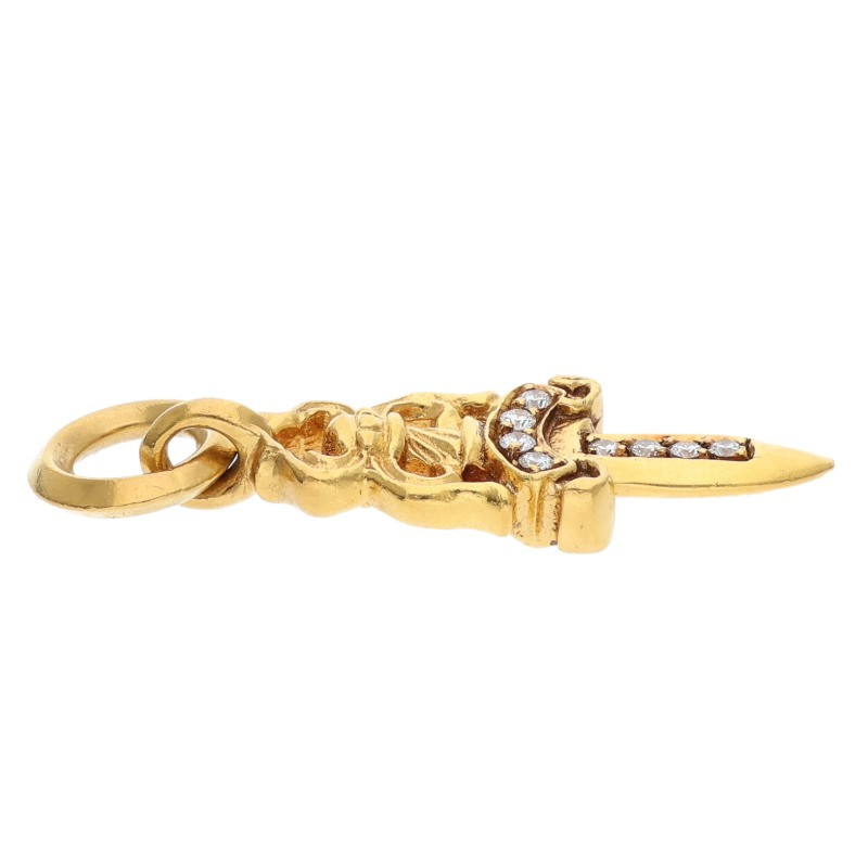 Chrome Hearts PAVEダイヤ/ゴールドネックレストップ 22K #5DAGGER P/DMND/#5ダガーチャーム
