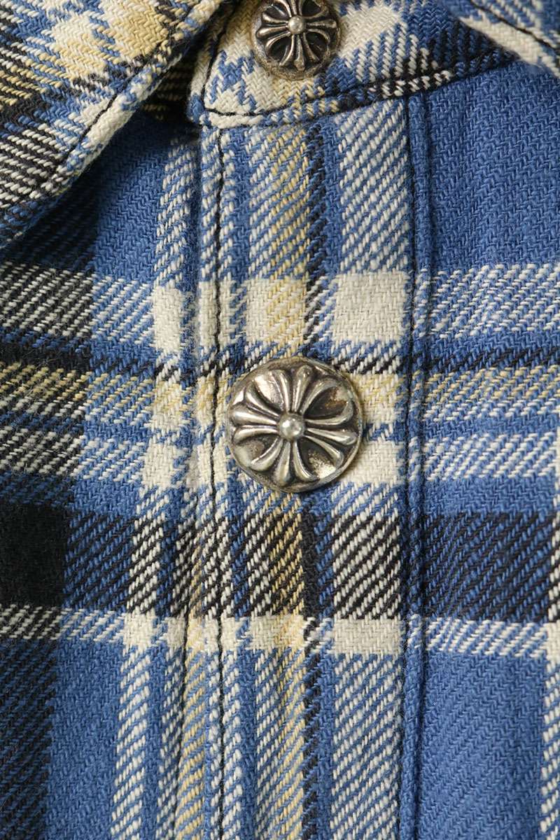 Chrome Hearts 袖ロゴプリントクロスボールボタンチェックシャツブルゾン WORKN JNKYD PLD