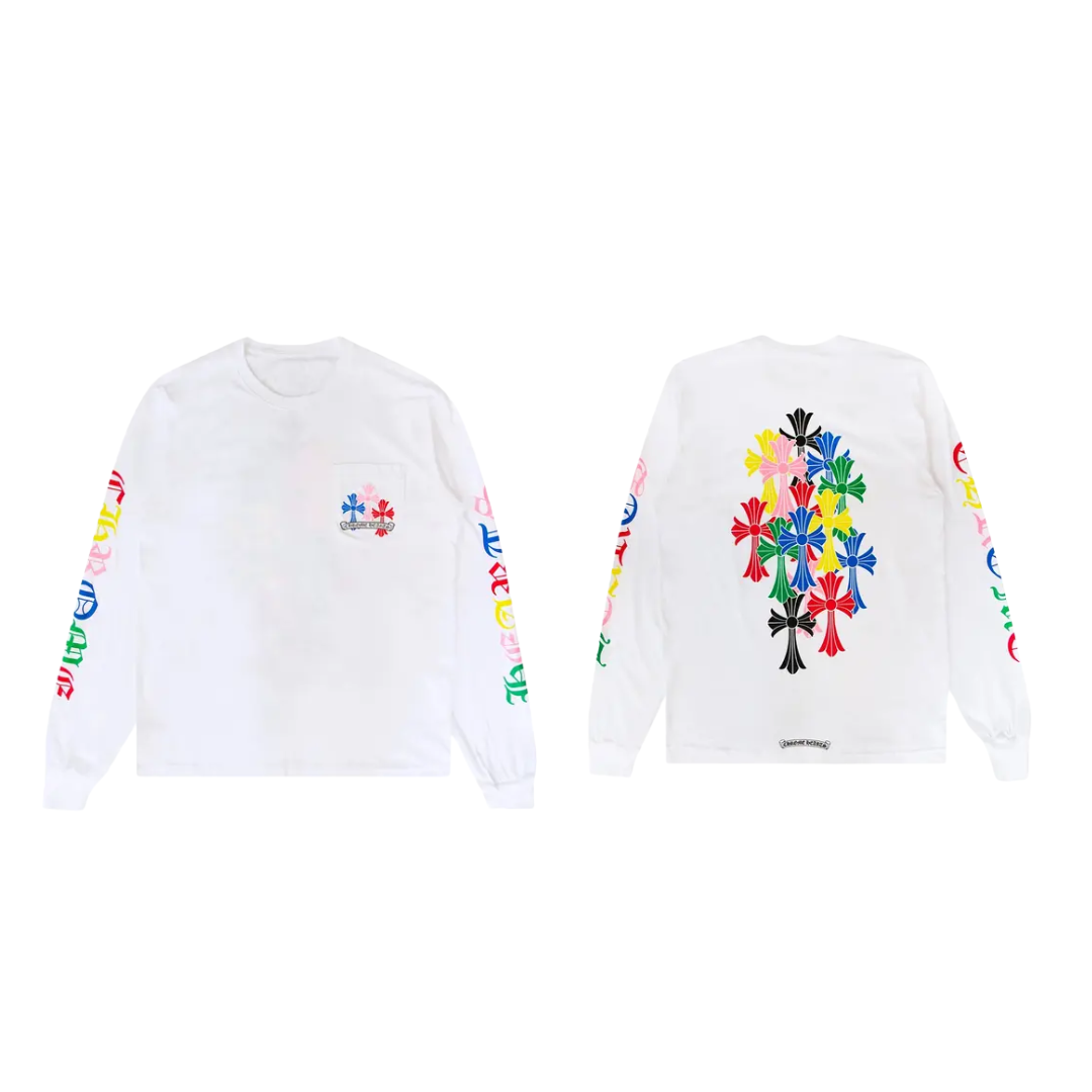 【CHROME HEARTS】マルチカラー クロス ロングスリーブ ホワイト 