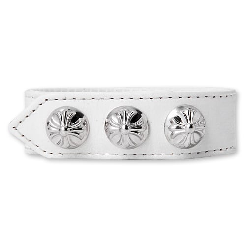 【CHROME HEARTS　クロムハーツ　Bracelet　ブレスレット】3ボタン2スナップレザーブレスレットw