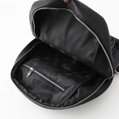 CHROME HEARTS クロムハーツ 7TH GRADE セメタリークロスマルチパッチレザーバックパック ブラック