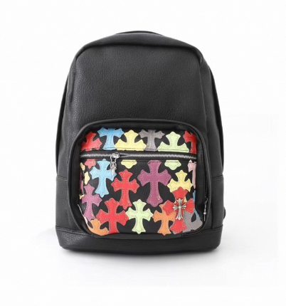 CHROME HEARTS クロムハーツ 7TH GRADE セメタリークロスマルチパッチレザーバックパック ブラック