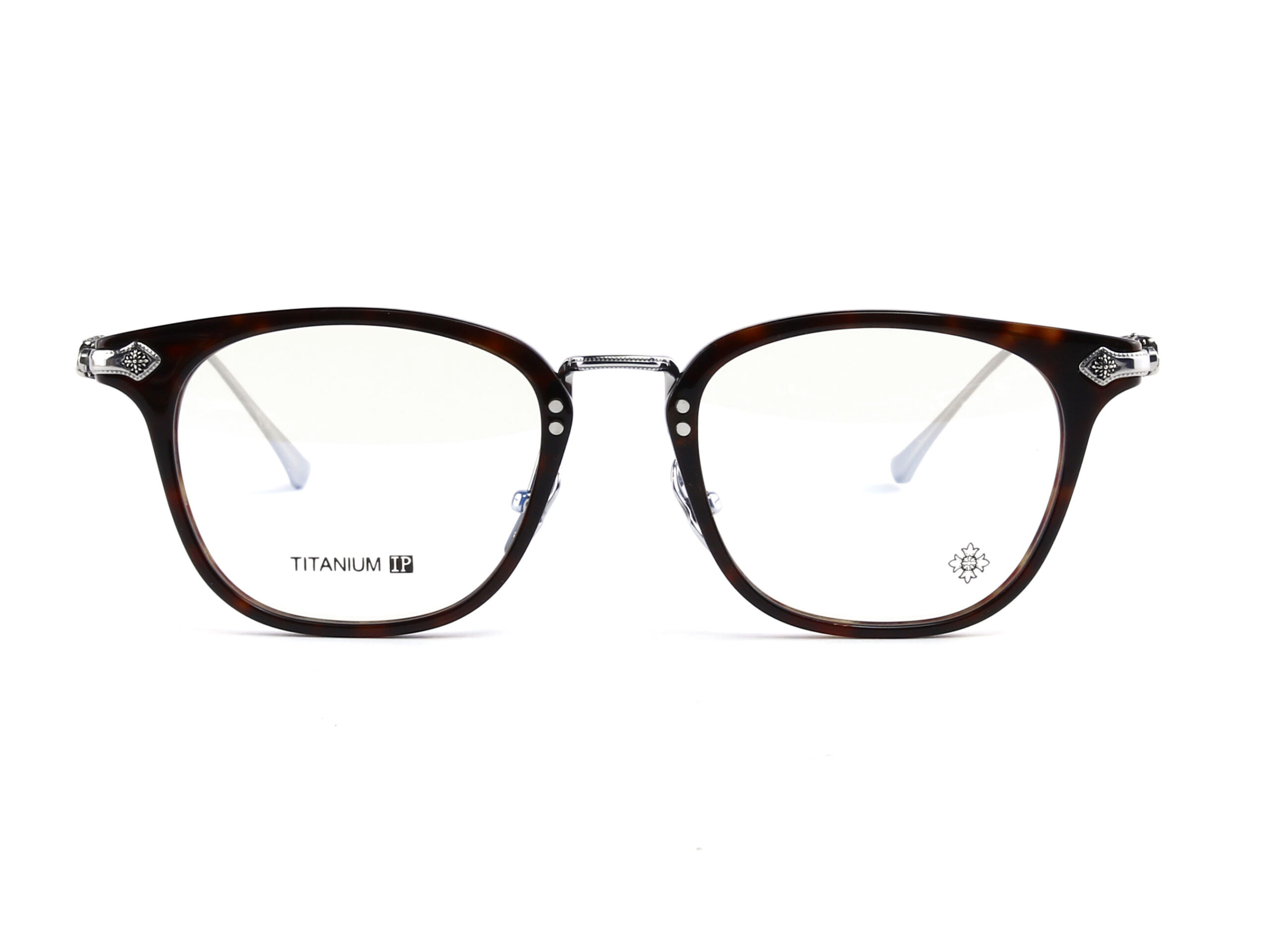 CHROME HEARTS クロス装飾 メタルフレーム 伊達メガネ CHROME HEARTS「SHAGASS DT/GP」51サイズ CHクロス装飾 ウェリントン型
