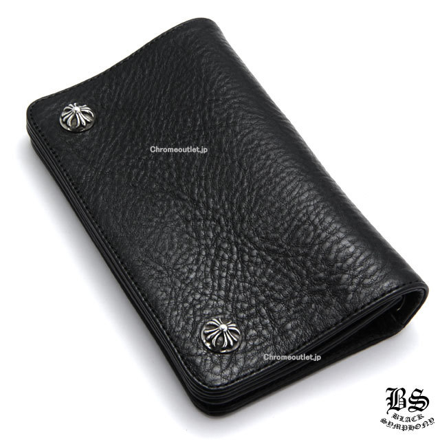 クロムハーツ 1ジップクロスボタンレザーウォレット ブラック