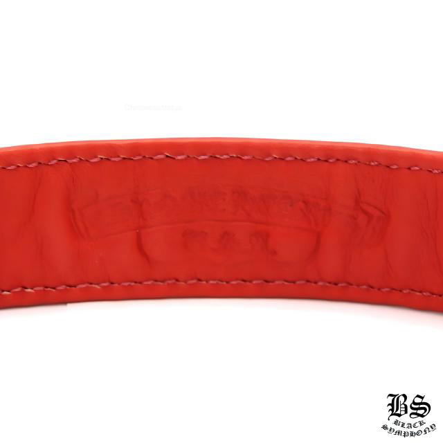 クロムハーツ 3ボタン2スナップ ブレスレット ピラミッドクロスボタン レッド