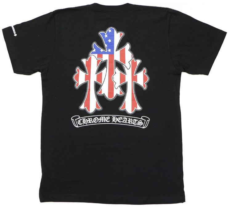 クロムハーツ Tシャツ 3セメタリークロス スター＆ストライプ ブラック
