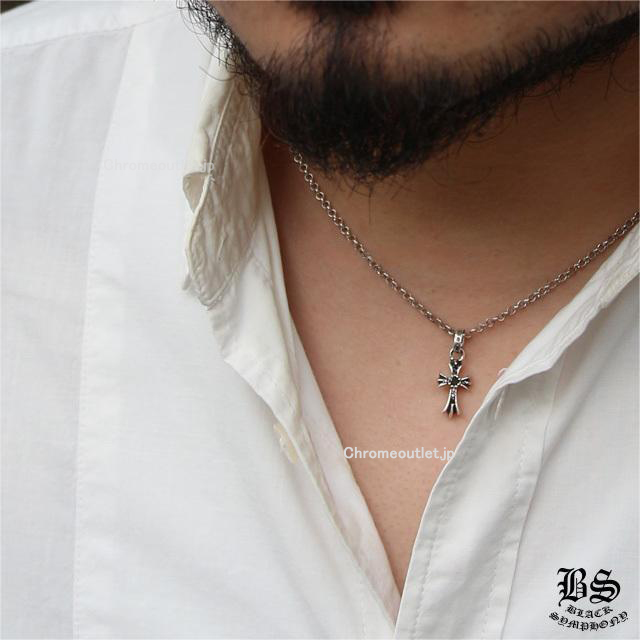 クロムハーツ CHクロスベビーファットチャームwithパヴェブラックダイヤモンド&ロールチェーン20インチセット